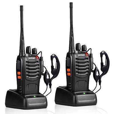 pxton Walkie Talkies Rechargeable Long Range Two-Way Radios with Earpieces,2-Way Radios UHF Handheld Transceiver Walky Talky with Flashlight Li-ion Battery and Charger(2 Pack)