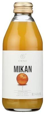 KIMINO Mikan Sparkling Juice - Japanese Mandarin Orange Satsuma, Organic Cane Sugar, 55 Calories, Vitamin C, Hyogo Mountain Water Whole Pressed Citrus Asian Drink, Made in Japan - 8.45 Fl Oz