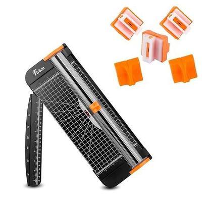 Firbon A4 Paper Cutter Bundle with 5Pcs Replacement Blades, 12 Inch Titanium Paper Trimmer Scrapbooking Tool with Side Ruler for Craft, Coupon, Label, Cardstock