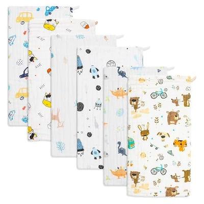 norinori Baby Burp Cloths Muslin Washcloths 6Pack - Muslin Burp Cloths Hanky Large 20''x10'' Extra Soft Absorbent Baby Burp Rags for Newborn 100% Cotton for Boys Girls Gift 6 Layers Machine Washable