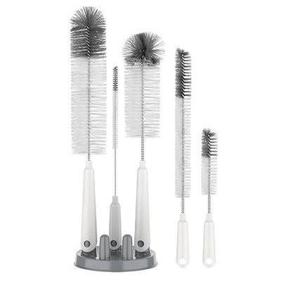 MR.SIGA 5 Pack Bottle Brush Cleaning Set with Storage Holder, White | Water bottle brush with stand, cleaning brushes for long narrow neck bottles, water bottles, baby bottles, drinking glass
