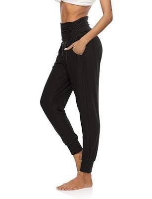 Womens Yoga Sweatpants Workout Joggers Pants Loose Comfy Harem Lounge Pants with Pockets Black L