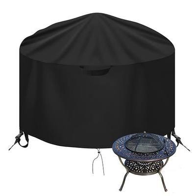 Fire Pit Cover Round Waterproof - Fits 30 inch Patio Gas Fire Bowl - Durable 600D Heavy Duty PVC Coating Outdoor Firepit PVC Coating Windproof Dustproof Anti UV, 30" D x 24" H, Black