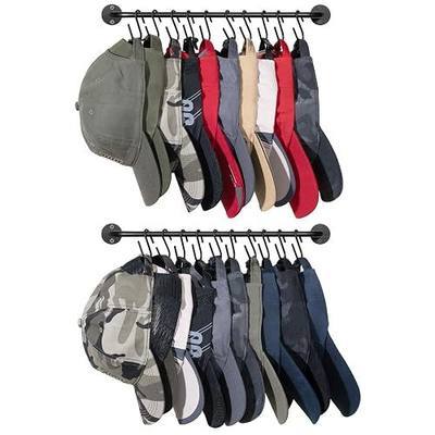 Mkono Hat Organizer Hat Rack for Wall Storage Holder with 20 Hooks Set of 2 | Hanging for 20 Caps, Adjustable Hooks, Space-Saving, Holds Baseball Scarves Belts Bags, Closet Door Bedroom Entryroom Laundry