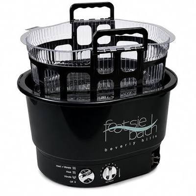 Footsie Bath™ Beverly Hills Professional Pedicure Foot Spa with Disposable Liners – Ultra-Sonic Vibration, Variable Temperature Thermostat & 30-Min Timer – 5 Liners & Carrier Basket Included | Disposable Liners, 6 In Deep Soaking Bowl, Heat And Vibration Controls, Dual Heaters, Salon Pedicure Use, C