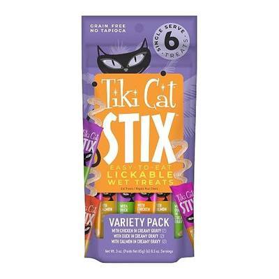 Tiki Cat Stix Mousse Treats, Single Serve Indulgent Lickable Treat or Dry Food Topper, Variety Pack with Salmon, Chicken, and Tuna, 3 oz. Pouch