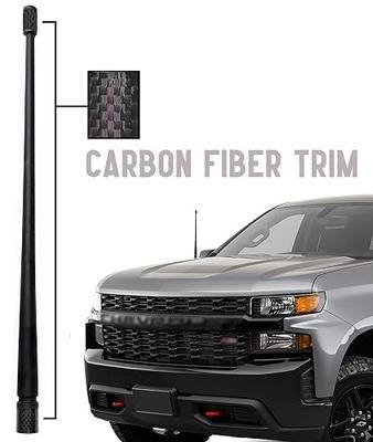 Votex - The Spartan - 13 3/4 Inch Short Flexible Rubber Antenna fits Chevrolet Silverado 1500, 2500, 3500 | GMC Sierra 1500,2500,3500 Accessories - Black Carbon Fiber Trim - Tuned Internal Copper Coil