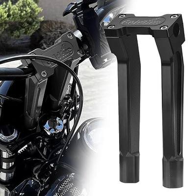 1 inch Clamp Round Motorcycle Handlebar Risers Height 10 Inch | for Harley Sportster XL883 1200 Softail Low Rider Street Bob Dyna,Handle bar Pullback Riser Extension Kit (Black)