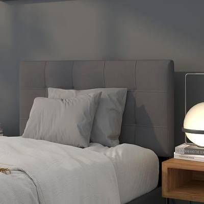 BizChair Quilted Tufted Upholstered Twin Size Headboard in Dark Gray Fabric