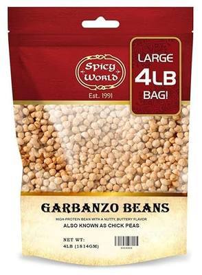 Garbanzo Beans - Chickpeas Dried 4 LB Bag - All Natural, Sproutable, Perfect for Hummus - by Spicy World