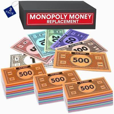Play Money Compatible for Monoply Money 60 Each Bill Denomination, Mixed Colors: $1, $5, $10, $20, $50, $100, and $500 (3 Set)
