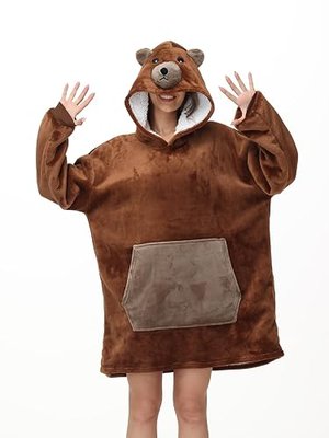 Très Chic Mailanda Wearable Blanket Sweatshirt Unisex Panda Hoodie Oversized Sherpa Blanket Warm with Pocket