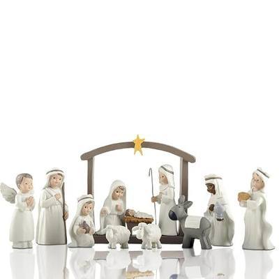 12 Piece Nativity Scene Set, Resin Indoor Christmas Manger Display, 5 Inch | Resin 12-piece nativity scene for mantels, shelves or tabletops; compact indoor Christian Christmas decor