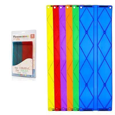 PicassoTiles 6 Piece Ramp Expansion Pack, Magnetic Tile Ramps for STEM Sets | Slope pieces add height, BPA-free non-toxic build, boosts hand-eye coordination skills, quick-connect design, screen-free fun