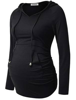 GINKANA Maternity Hoodie Long Sleeves Shirts Casual Maternity Top Pregnancy Sweatshirt Casual Clothes