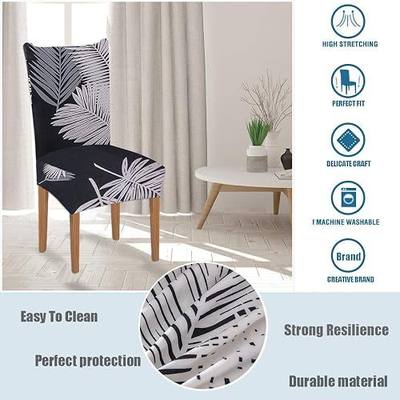 XIANYU Printed Dining Chair Slipcovers Washable Softness Elastic Installation Chair Protector Banquet Chair Seat Cover for Hotel and Wedding Ceremony(Colour18,Set of 2)