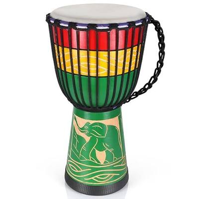 lotmusic African Djembe Drum, Standard 10'' Hand-Carved Mahogany Congo Drums, Professional Bongo Drum With Goatskin Drumhead for Adults