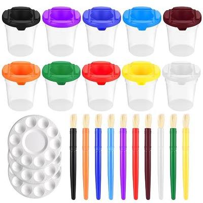 Kids Paint Cups with Lids, No Spill Paint Containers - Includes Toddler Paint Brushes & Palette Tray (Pack of 23)