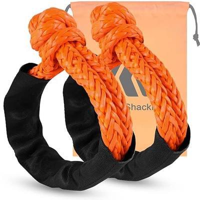 Soft Shackle, 1/2" X 24" Light Weight Shackle (56,000 LBS Breaking Strength) with Extra Sleeves for Sailing, SUV, Off Road Towing, ATV (2-Pack Orange Shackle Recovery)
