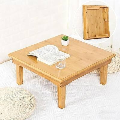 SH-tables Folding Japanese-Style Square Bamboo Table, Computer Desk, Low Multi-Function Small Dining Table, Various Sizes (80x80x47cm)