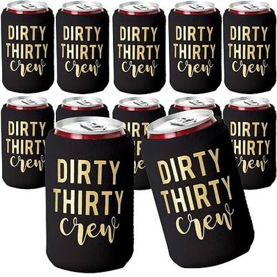 Dirty Thirty Crew Can Coolers Set of 12, Dirty 30 Birthday Decorations for Him and Her - 30th Birthday Party Favors, Party Favors for Women and Men