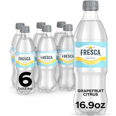 Fresca Grapefruit Citrus Soda Soft Drink Bottles, 16.9 fl oz, 6 Pack | Zero sugar, zero calories, caffeine-free, sparkling soda water