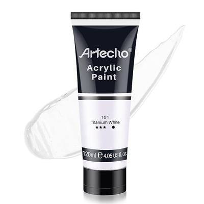 Artecho White Acrylic Paint, Titanium White Paint (120ml / 4.05oz) Tubes, Art Craft Paints for Canvas Painting, Rock, Stone, Wood, Fabric, Art Supplies