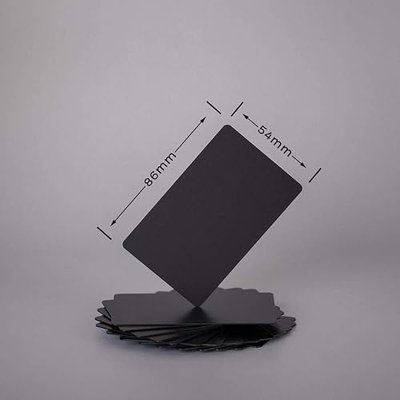 Thick 15 PCS 0.8mm Black Anodized Aluminum Metal Business Cards | 86 x 54 mm Laser Engraving Blanks and Frosted Protective Sleeves