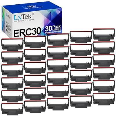 LxTek 30 Pack Compatible ERC30 Ribbon Replacement for ERC-30 | ERC 30 34 38 B/R Used with Epson ERC30 ERC34 ERC38 NK506 Printer (Black and Red) Tray