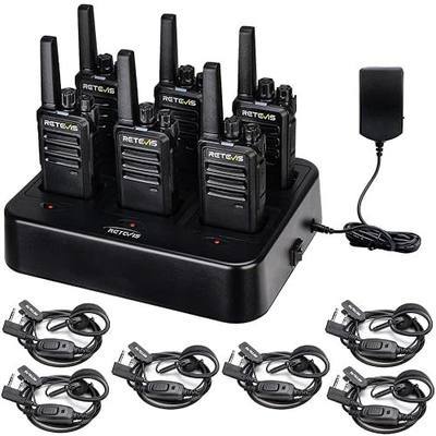 Retevis RT68 Business FRS Walkie Talkies Long Range with Earpieces 6 Pack | Rugged & Compact, License-Free, Powerful 500mW Speaker, 12-Hour Battery, Long-Term Supply, for Schools, Retail & Hospitality
