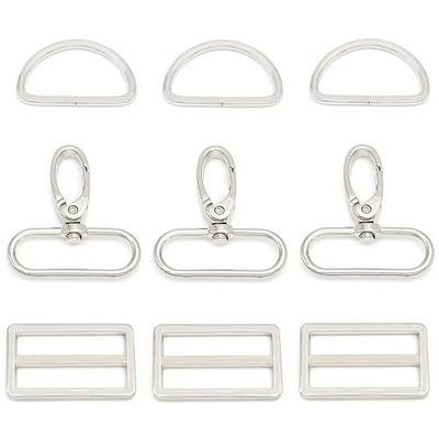 15Pcs Metal Swivel Snaps Hooks with D Rings and Tri-Glides Slide Buckles for Key Lanyard Purse Bag Straps Dog Collars DIY Sewing Hardware Craft (1-1/2 inch,Silver)