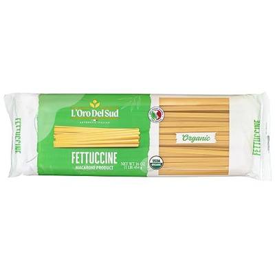 L'Oro Del Sud Organic Fettuccine Pasta, 100% Durum Wheat, (16 oz x 10 Pack) | Italian Pasta Made with Premium Quality Durum Wheat for Alfredo and creamy sauces, Non-GMO, Vegan, Kosher, Product of Italy