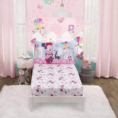 Disney Minnie Mouse - Minnie in Pink 2Piece Toddler Sheet Set - Fitted Bottom Sheet & Reversible Pillowcase, Pink, Aqua, White,