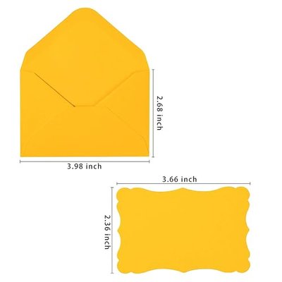 100 Pack Mini Envelopes with Blank Note Cards, Multicolored, 10 Colors | 4 x 2.7 Inches, Self-Adhesive, Small Business Card Size