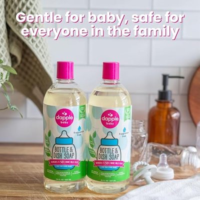 Dapple Baby Fragrance-Free Baby Bottle & Dish Soap Refill - (2 Pack) 30 fl oz - Plant-Powered Cleaner for Bottles, Pump Parts, and Sippy Cups - Removes Milk Film & Odors