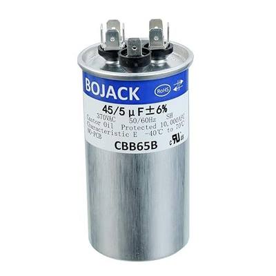 BOJACK 45+5uF 45/5MFD ±6% 370V CBB65 Dual Run Circular Start Capacitor for AC Motor Run or Fan Start or Condenser Straight
