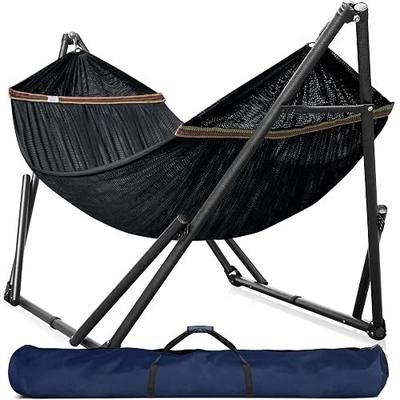Tranquillo Universal Hammock Stand 600 lbs Capacity, Instant 20s Foldable, 3-Year Warranty Hammock with Stand, 2 Person Camping Revolutionary Portable No Screws, Premium Hammocks, Black | Black Finish, 2-Person Capacity, Polyester Mesh Net, Carry Bag Included, Tool-Free Setup, 39.3 in Height
