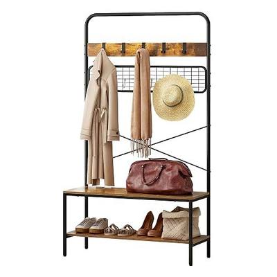 Entryway Coat Rack with Shoe Bench, Hall Tree with Bench and Shoe Storage, Industrial Shoe Rack with Coat Rack for Hallway, Living room, Bedroom, Rustic Brown
