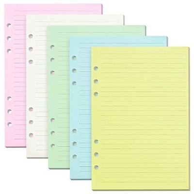 Lined Refill Paper, 200 Colored Ruled Pages for A6 Refillable 6-Ring Binder Notebook Journal Planner Organizer Insert, 120 GSM Thick Loose Leaf Paper
