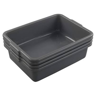 4 Packs 8 Liter Grey Commercial Bus Tub Box Tote Dishpan