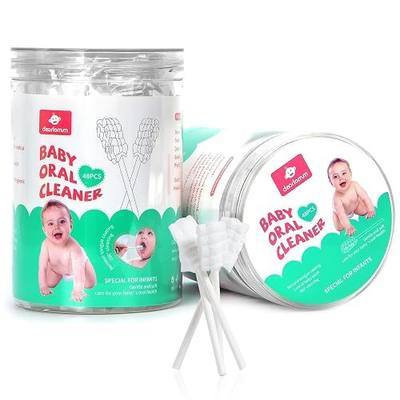 dearlomum 48PCS Baby Tongue Cleaner Newborn Toothbrush | Disposable Infant Clean Mouth,Gauze Gum Cleaner Baby Oral Cleaning Stick Dental Care for 0-36 Month