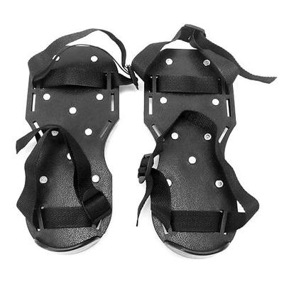 QWORK Gunite Spiked Shoes With 3/4” Short Spikes Perfect For Epoxy Floor, Overlays, Cover Installation, Green Color (Pair)