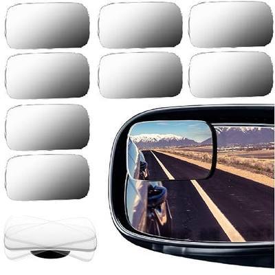 BBTO 4 Pcs Blind Spot Car Mirror 360 Convex Degree Adjustabe Glass Traffic Safety Rear View Mirror Spot Frameless Adjustable Self Adhesive Angle for Larger Image Exterior Accessories (Rectangle)