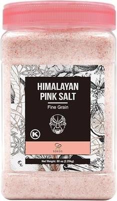 Soeos Himalayan Pink Salt, Fine Grain, 80oz (5 Pound), Non-GMO Himalayan Salt, Kosher Salt, Pink Himalayan Sea Salt Fine | Natural Pink Himalayan Sea Salt, Ideal for Grinder Refills, Cooking, Seasoning
