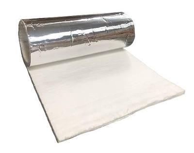 3180 Blanket with Aluminum Foil Facing, 8 LB Density, 1/2" x 24" x 60" (5'), 2300°F High Temperature Insulation for Kiln Stove Furnace Glass Fusing Pizza Oven