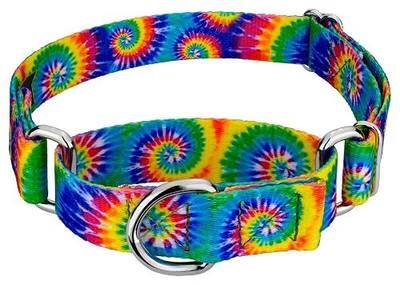 Country Brook Petz - Classic Tie Dye Martingale Dog Collar - Groovy Collection Featuring Far Out Designs (1 Inch, Medium)