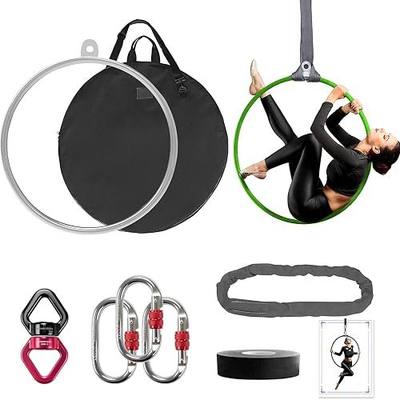 DASKING Professional Aerial Hoop Kit - 85cm (33.5")/90cm (35.4") Aerial Ring Set, 2-Ton Safety System Anti-Slip Grip & Portable Storage Bag