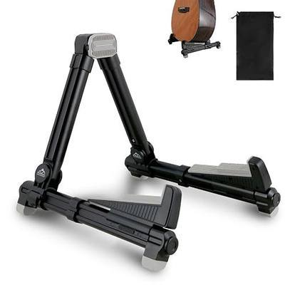 EASTROCK Folding Guitar Stand,Portable Tripod A Frame Aluminium Music Stand for Acoustic Electric Guitars, Bass, Violin, Ukulele, Banjo ( Black)