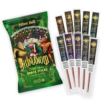 Mythical Meats Humanoid Exotic Game & Beef Sticks - Individually Wrapped Beef Jerky Sticks - Keto Friendly High Protein Meat Snack for Adults and Kids - Variety Pack of 10 Meat Sticks