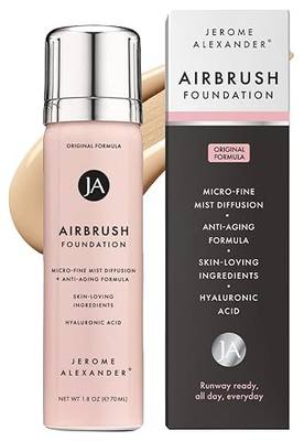 Magic Minerals Jerome Alexander Airbrush Makeup Foundation - Light Medium | Sweat-resistant, breathable microfine mist, buildable full coverage, anti-aging ingredients, natural finish all-day
